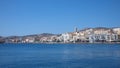 View of the city sea embankment, Aegean sea, Greece, Syros island, Ermoupoli