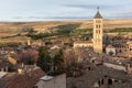 View of the city of Segovia from the Cathedral where you can see the tower of the Romanesque church of San Esteban Spain