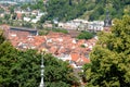 View of the city from the south entrance of the ancient Heidelberg Castle in Germany Royalty Free Stock Photo