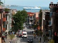 View Of City Street, Harbor And Ship