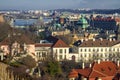 View of the city and city streets, architecture and roofs houses from above. Prague Royalty Free Stock Photo