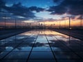 a view of the city at sunset from the roof of a building