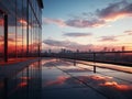 a view of the city at sunset from the roof of a building