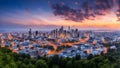 View on the city in the sunset