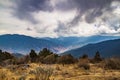 View of the city Thimphu, capital of Bhutan, from mountain cliff Royalty Free Stock Photo