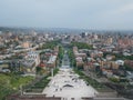 Aerial view to Yerevan from top of cascade complex