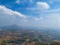 View of the city from the top of the mountain cloudy sky building lake beautiful landscape