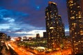 View of city of Toronto at night showing city lights Royalty Free Stock Photo