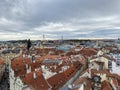 View of the city from the tower in Prague Astronomical Clock, Czech Republic Royalty Free Stock Photo