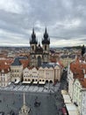 View of the city from the tower in Prague Astronomical Clock, Czech Republic Royalty Free Stock Photo