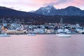 City of Ushuaia at the sunset.