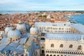 View of the city of Venice with St Marks Basilica and the Doge Palace Royalty Free Stock Photo