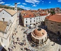 Panorama of Large Onofrio`s Fountain Square in Dubrovnik Royalty Free Stock Photo