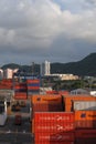 View of the City of White over the yard of shipping containers Royalty Free Stock Photo