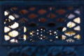 View of the city through the wrought-iron lattice.