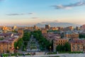 view of the city of Yerevan and Mount Ararat from Cascade