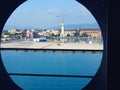 View of the city of Zakynthos through the boat window