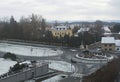 A view of the citys frosty landscape.