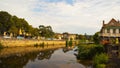 Cityscape of Figeac and river of Le Cele France