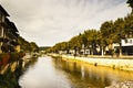 Cityscape of Figeac and river of Le Cele France