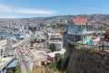 View on Cityscape of historical city Valparaiso, Chile. The colo