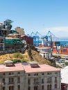 View on Cityscape of historical city Valparaiso, Chile. The colorful houses and hectic street in Valparaiso Royalty Free Stock Photo