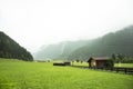 View cityscape and landscape of Pfunds city with grass field and mountain Royalty Free Stock Photo