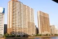 View of cityscape in sumida river viewpoint and blue sky Royalty Free Stock Photo