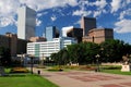 View From The Civic Center Park To The Skyscrapers Of The Financial District In Denver Colorado Royalty Free Stock Photo