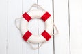 Classic red and white lifeguard buoy