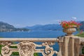 View of classic terrace in the park of Villa del Balbianello, Lake Como, Lenno, Lombardia, Italy Royalty Free Stock Photo