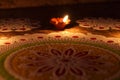 View of clay Diya`s Indian clay oil lamp