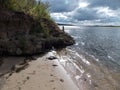 The beautiful view of clay shore of great river. Royalty Free Stock Photo