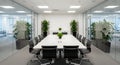 Modern Corporate Boardroom with Glass Walls Royalty Free Stock Photo