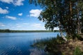 View of the clear forest lake. Lake Moshno.  Pskov region Royalty Free Stock Photo