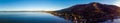 Panoramic view of clear lake California at sunrise Royalty Free Stock Photo