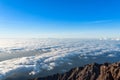 View of Clearly sky above the cloud at sunrise from summit of Mount Rinjani, Lombok island, Indonesia Royalty Free Stock Photo