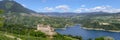 View at Cles Castle and lake of Santa Giustina Royalty Free Stock Photo