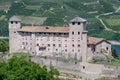 View at Cles Castle and lake of Santa Giustina Royalty Free Stock Photo