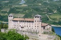 View at Cles Castle and lake of Santa Giustina Royalty Free Stock Photo