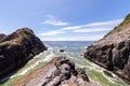 View from a cliff above chasm at Cape Perpetua Scenic area Royalty Free Stock Photo