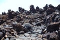 The view from the cliff during the ascent to a high mountain, Europe, Asia, America, frozen lava, rock, geology Royalty Free Stock Photo