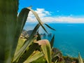 View from a cliff on the island of Capri, Italy, and rocks in sea Royalty Free Stock Photo