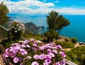 View from a cliff on the island of Capri, Italy, and rocks in sea Royalty Free Stock Photo