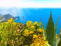 View from a cliff on the island of Capri, Italy, and rocks in sea Royalty Free Stock Photo