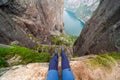 View from cliff Preikestolen Norway.