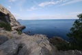 View from the cliff to a beautiful horizon where the sky meets the sea Royalty Free Stock Photo