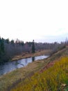 view from the cliff to the oredezh river Royalty Free Stock Photo