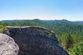 View from the cliff to the taiga. Stolby Reserve, Siberia, Krasnoyarsk