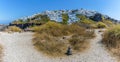 A view of the cliff top village of Imerovigli from the top of Skaros Rock Royalty Free Stock Photo